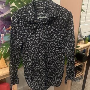 Express Men’s Dark Blue Floral Button-Down Shirt